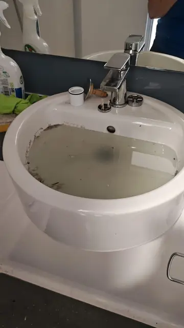 Bathroom Sink before Klean Touch summer turnover clean, The Tannery Leicester