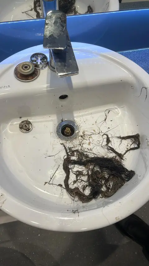 Student Bathroom Sink Hair Clog Before — Klean Touch commercial cleaning, London