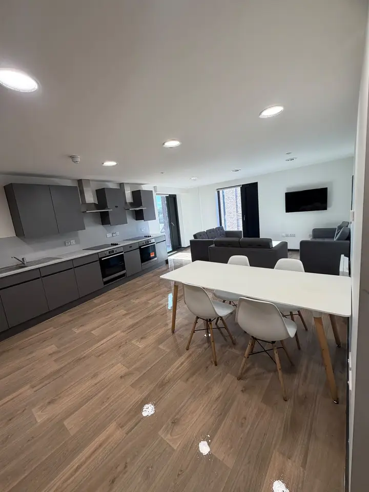 Cleaned open-plan kitchen and living area at The Tannery, Leicester — Klean Touch summer turnover deep clean